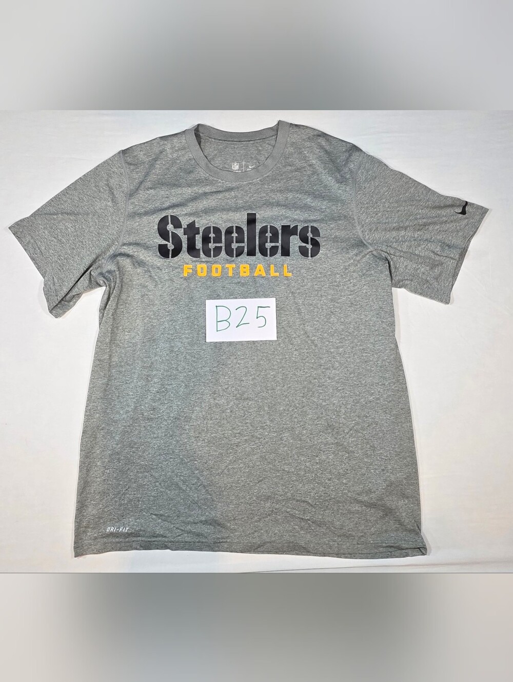 NFL Steelers Nike Dri-Fit Gray and Black T-Shirt with Yellow Accent